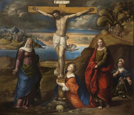 De Kruisiging met de Heilige Maria Magdalena en Johannes de Evangelist! Een Mysterieuze Weergave van Liefde, Pijn en Hoop.